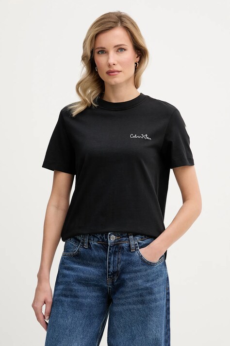Bavlněné tričko Calvin Klein Jeans dámské, černá barva, LV047E809G