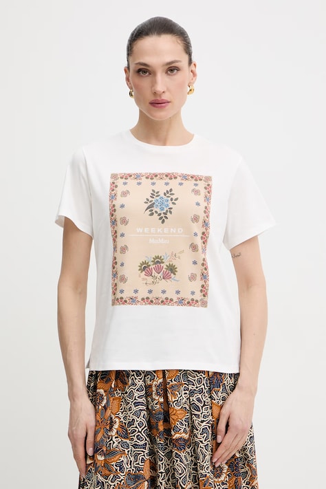 Хлопковая футболка Weekend Max Mara PANTERA цвет белый 2615971032600