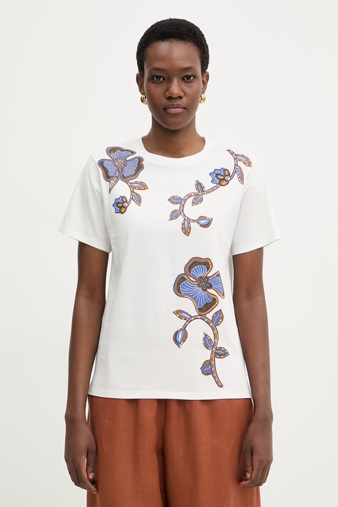 Weekend Max Mara t-shirt bawełniany PANTERA damski kolor biały 2615971032600