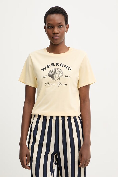 Weekend Max Mara t-shirt bawełniany BORA damski kolor żółty 2615971042600