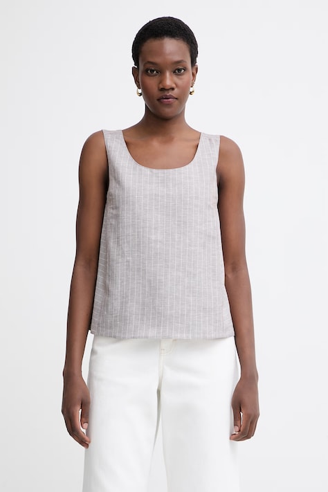 MM by Max Mara camicetta da donna con lino CALIGA beige a righe strette 2616161018600