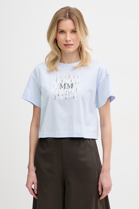 MM by Max Mara T-shirt damski bawełniany FUNALE niebieski 2616941048600