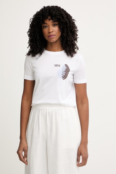 MM by Max Mara T-shirt damski bawełniany LICENZA biały 2616941108600