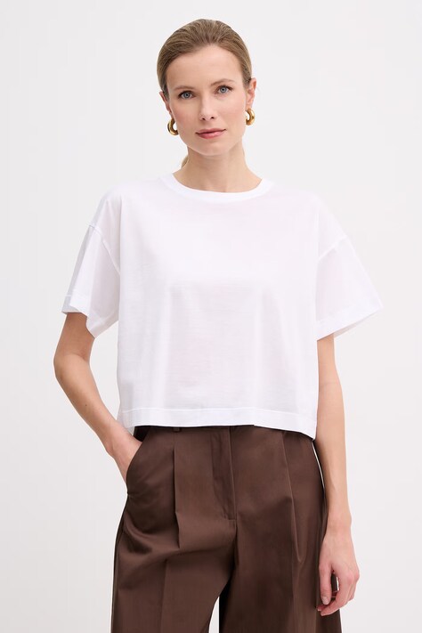 MM by Max Mara t-shirt damski bawełniany RADICE biały 2616941118600