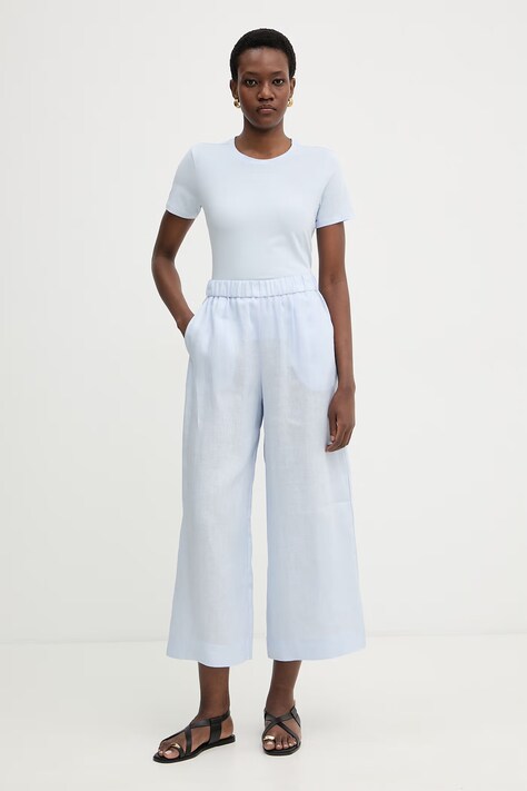 MM by Max Mara t-shirt basic damski bawełniany z elastanem MULINO niebieski 2616971018600