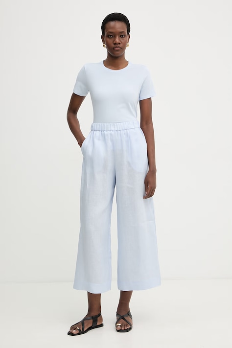 MM by Max Mara t-shirt basic damski bawełniany z elastanem MULINO niebieski 2616971018600