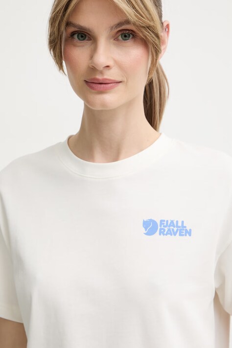 Fjallraven T-shirt sportowy damski bawełniany Forest Walk beżowy F14600270