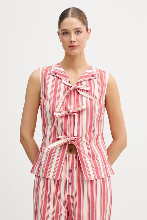 Stine Goya bluzka damska bawełniana pomarańczowa w paski SG-SS26-T178-2487