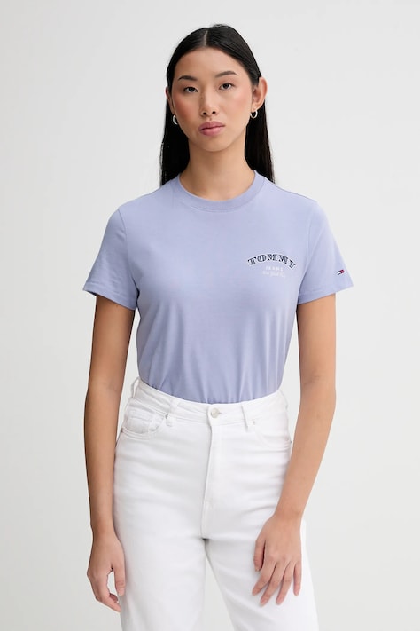Tommy Jeans t-shirt bawełniany damski kolor fioletowy DW0DW22516