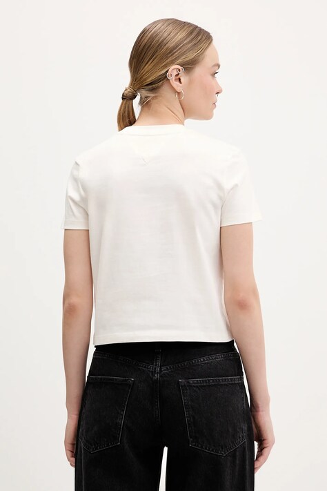 Tommy Jeans t-shirt bawełniany damski kolor beżowy DW0DW22539