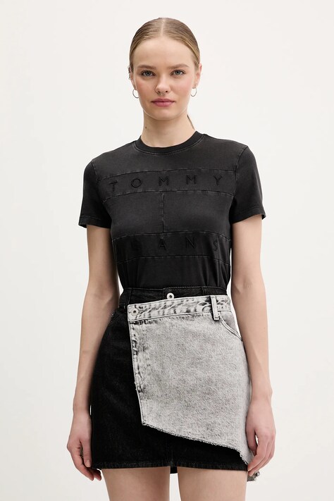 Tommy Jeans t-shirt bawełniany damski kolor czarny DW0DW22539