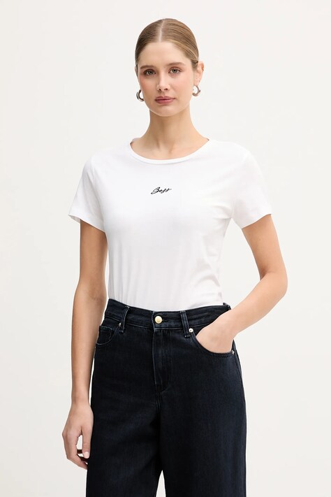 BOSS Orange t-shirt bawełniany C Elove embro damski kolor biały 50554696