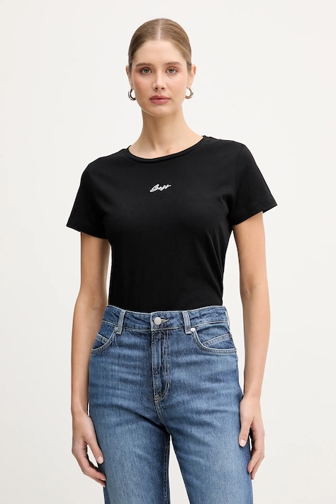BOSS Orange t-shirt bawełniany C Elove embro damski kolor czarny 50554696