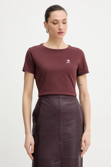 BOSS Orange t-shirt bawełniany  C Elove 1 damski kolor brązowy 50556994