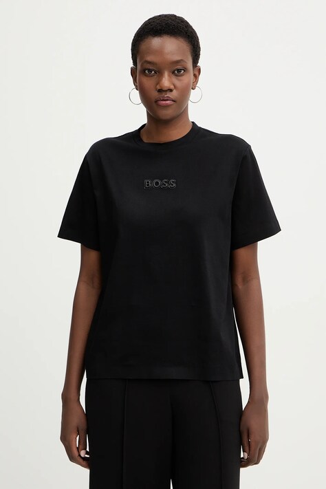BOSS t-shirt bawełniany Eharpa3 damski kolor czarny 50563283