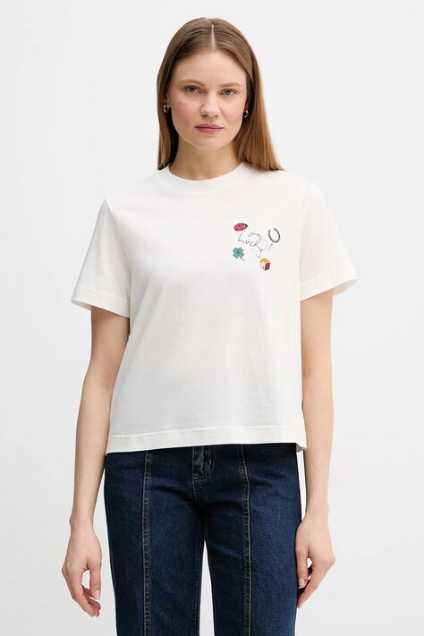 PS Paul Smith t-shirt bawełniany damski kolor beżowy W2R-430V-VP5567