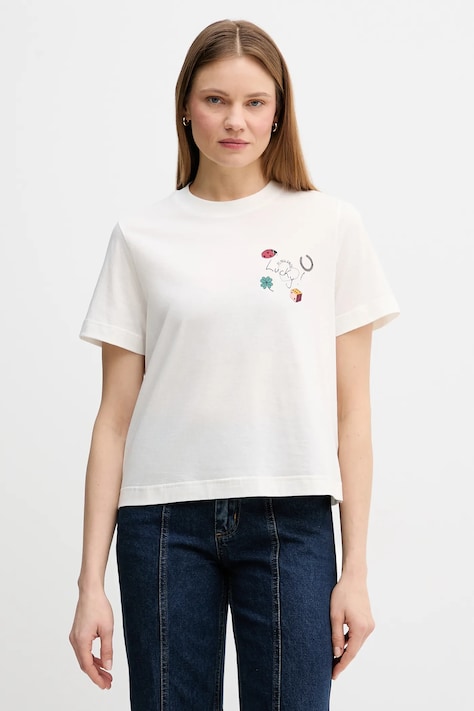 PS Paul Smith t-shirt bawełniany damski kolor beżowy W2R-430V-VP5567