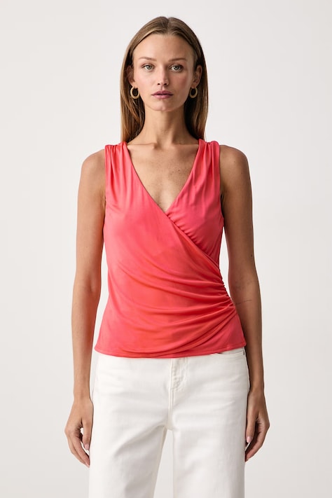 Marciano by Guess Дамска блуза с презрамки от вискоза INES оранжева с изчистена шарка G6GP11 K3617
