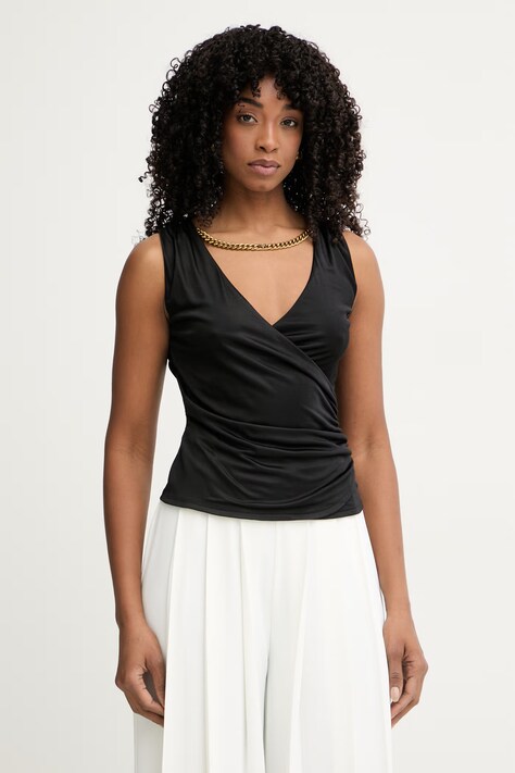 Marciano by Guess blúzka s ramienkami dámska z viskózy INES čierna hladká G6GP11 K3617