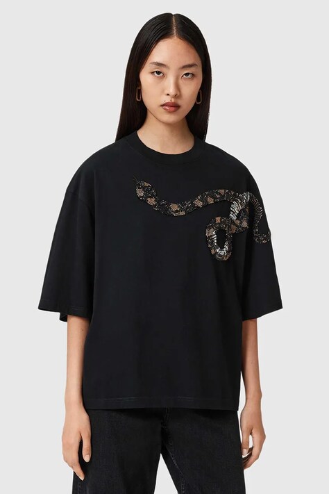 AllSaints t-shirt bawełniany damski kolor czarny W152JD