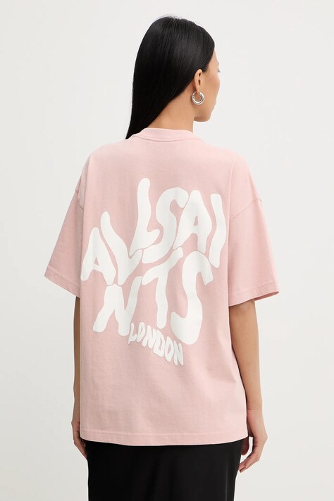 AllSaints t-shirt bawełniany damski kolor różowy W181JD