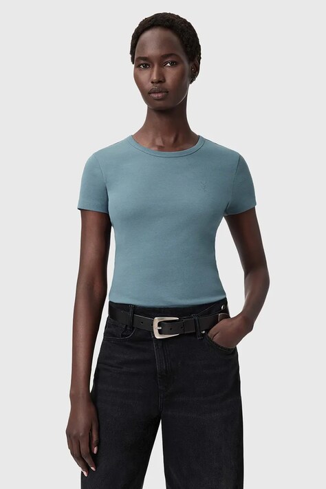 AllSaints t-shirt bawełniany damski kolor niebieski W285JC