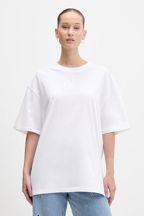 Hugo Blue t-shirt bawełniany Oversized _Tee_B_9 damski kolor biały 50554940