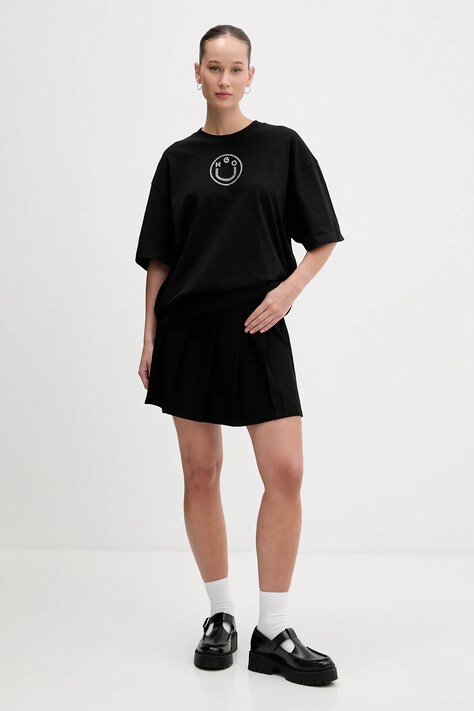 Бавовняна футболка Hugo Blue Oversized _Tee_B_9 — SS26-TSD04D, чорний — фото 2