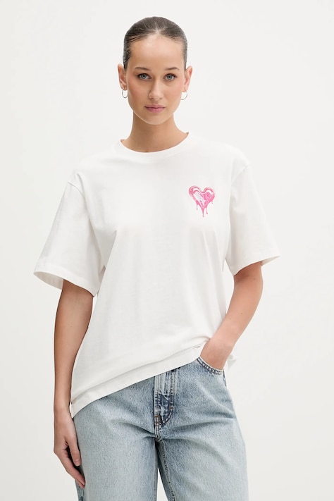 Hugo Blue t-shirt bawełniany Vintage_Tee_B_9 damski kolor beżowy 50562261