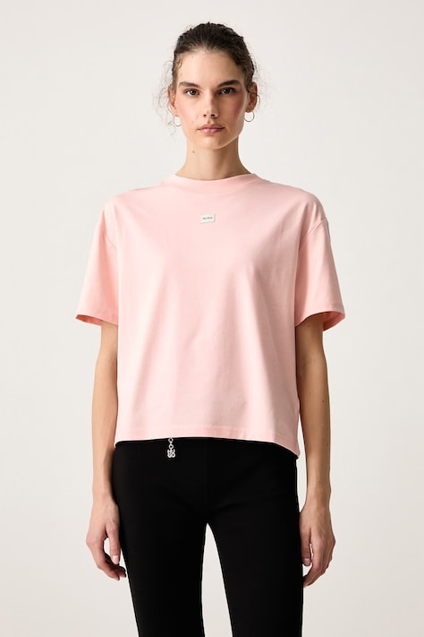 HUGO Oversize t-shirt γυναικείο με μοντάλ SIGNATURE_TSHIRT ροζ 50556807