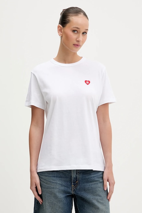 HUGO t-shirt bawełniany Damacia_6 damski kolor biały 50562145