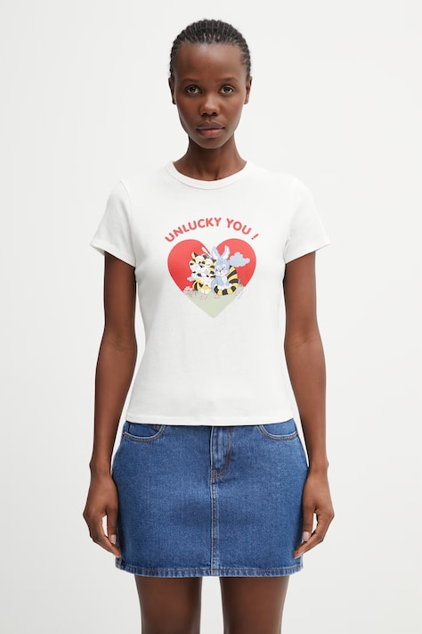 Pamučna majica Kenzo za žene, boja: bež, FG52TS2084SK