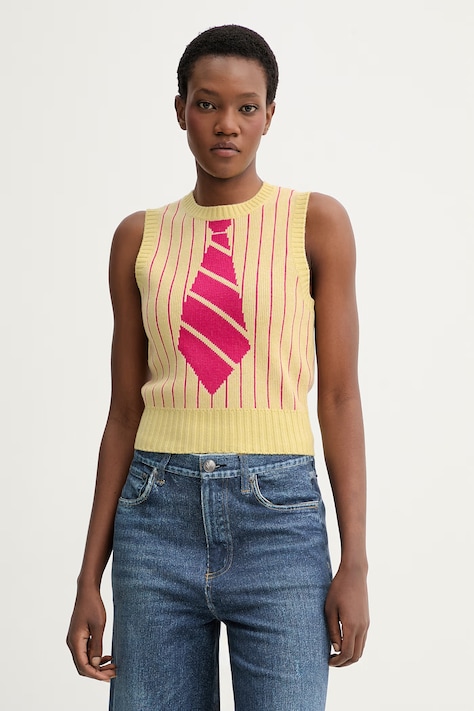 Kenzo kamizelka z dodatkiem wełny damski kolor żółty lekki FG52TO6243DH