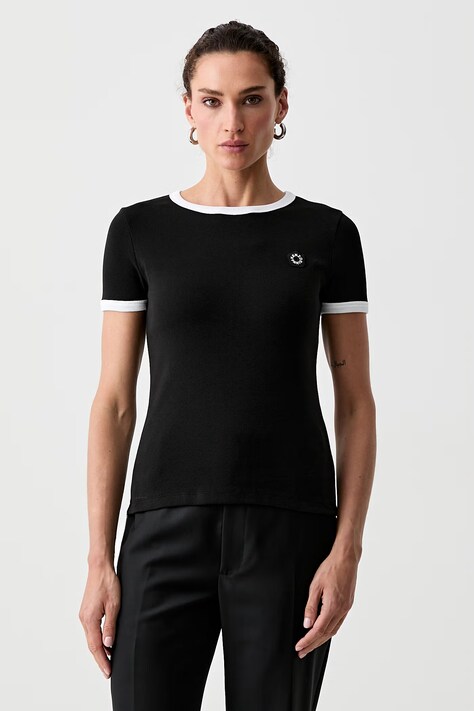 Kenzo T-shirt damski bawełniany z elastanem czarny FG52TS2174SJ