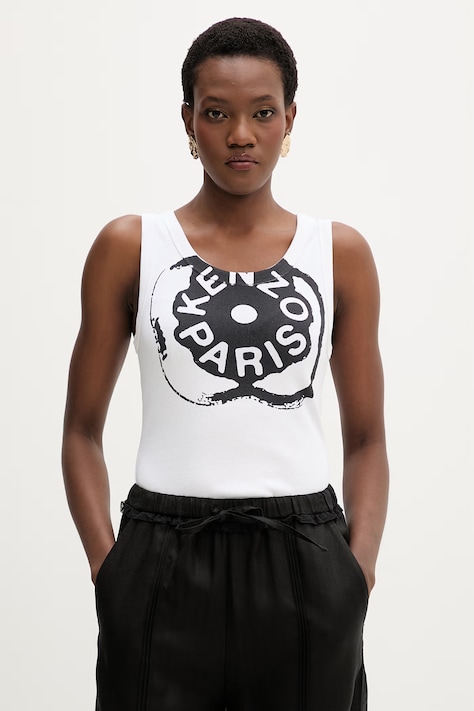 Kenzo top damski bawełniany biały FG52TO2004SJ