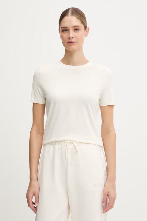 Guess t-shirt TRACEY damski kolor beżowy V6RI07 J1314