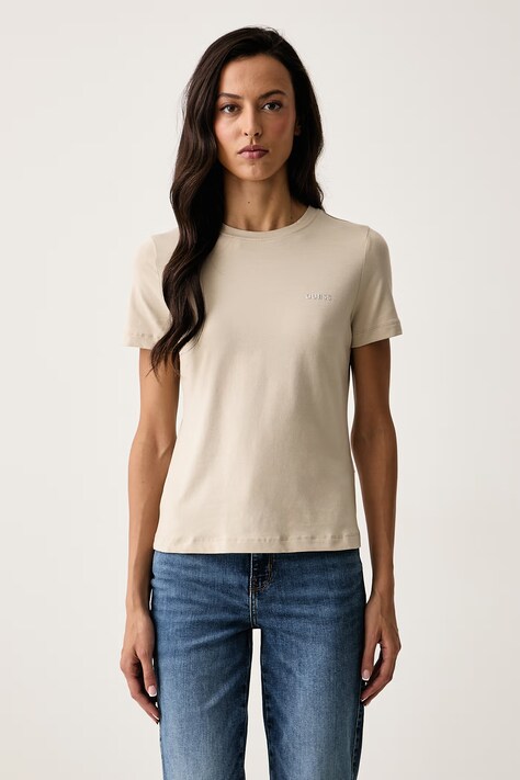 Guess T-shirt γυναικείο με βαμβάκι TRACEY μπεζ V6RI07 J1314