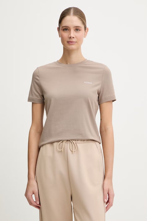 Guess t-shirt TRACEY damski kolor beżowy V6RI07 J1314
