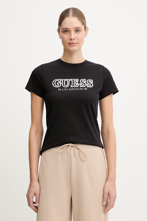 Guess t-shirt bawełniany KETTY damski kolor czarny V6RI10 I3Z14