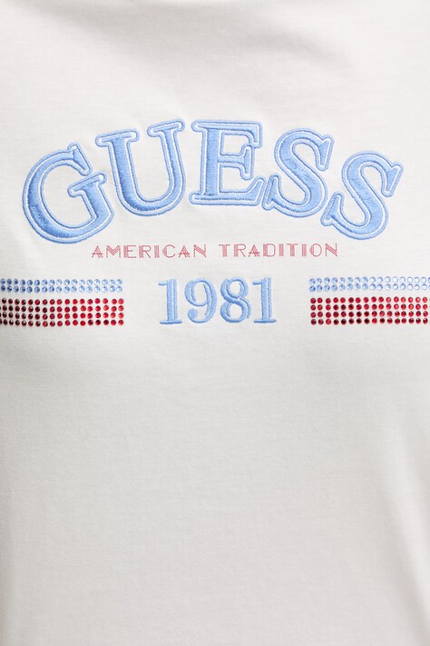 Бавовняна футболка Guess ALDA — SS26-TSD05K, бежевий — фото 5