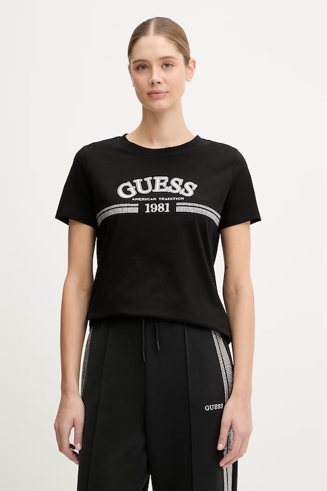 Guess t-shirt bawełniany ALDA damski kolor czarny V6RI16 I3Z14