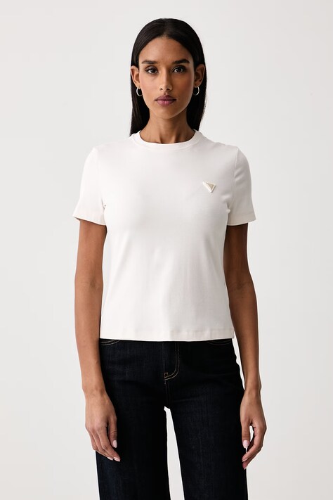 Guess T-shirt γυναικείο με βαμβάκι SONIA μπεζ V6RI17 KD741