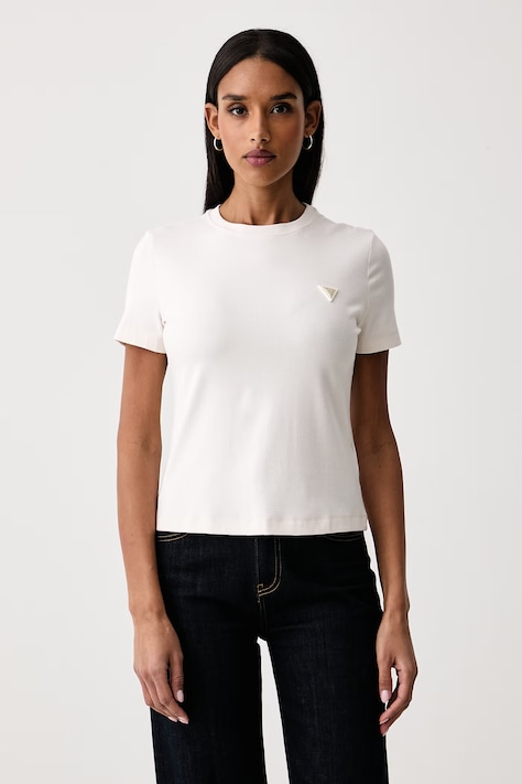 Guess Тениска дамска с памук SONIA бежова V6RI17 KD741