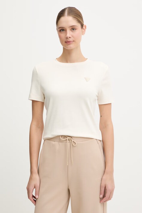 Guess t-shirt SONIA damski kolor beżowy V6RI17 KD741