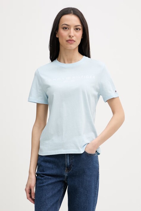 Tommy Hilfiger tričko dámske bavlnené modré WW0WW40276