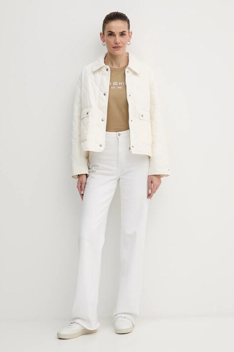 Tommy Hilfiger t-shirt bawełniany damski kolor beżowy WW0WW40276