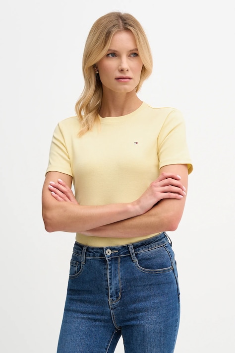 Хлопковая футболка Tommy Hilfiger цвет жёлтый WW0WW40587