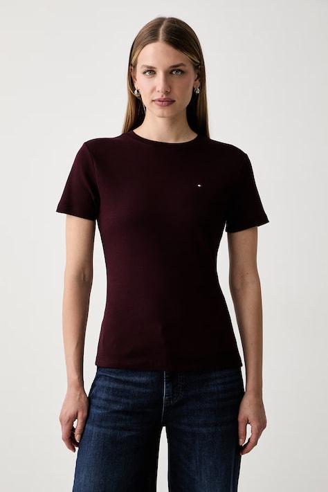 Tommy Hilfiger tricou pentru femei din bumbac burgund WW0WW40587