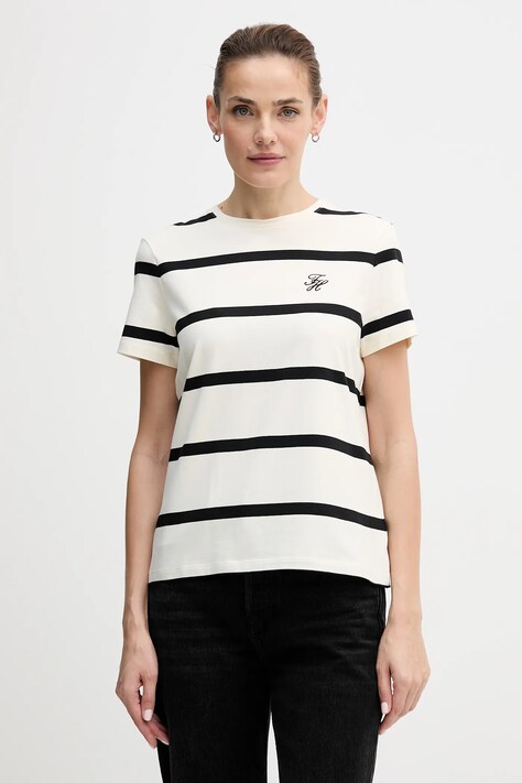 Tričko Tommy Hilfiger dámské, béžová barva, WW0WW47809