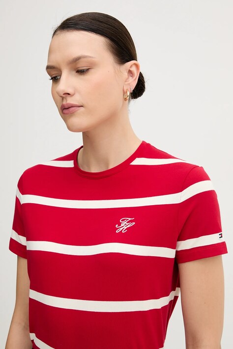 Tommy Hilfiger t-shirt damski kolor czerwony WW0WW47809